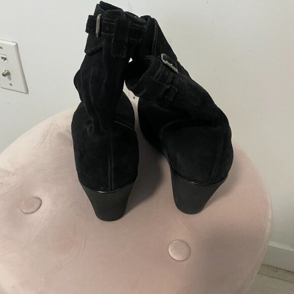 La Canadienne Black Wedge Suede Boots Size 8 - Picture 3 of 7